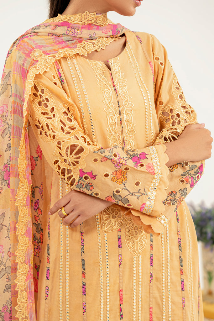 3-Pc Charizma Unstitched Embroidered Lawn With Printed Chiffon Dupatta RM3-20