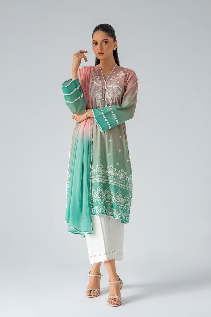 3 Pc Embroidered Lawn Shirt with Straight Trouser SCMP3-043