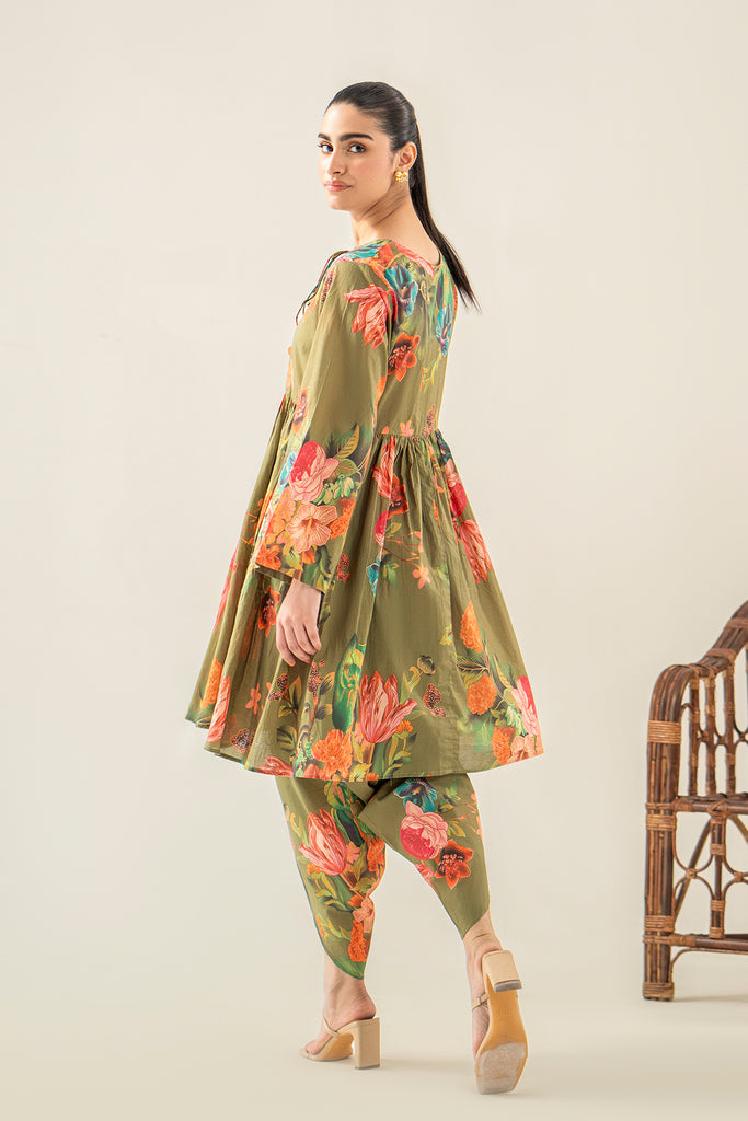 2-Pc Printed Lawn Shirt with Straight Trouser SCPM3-0059