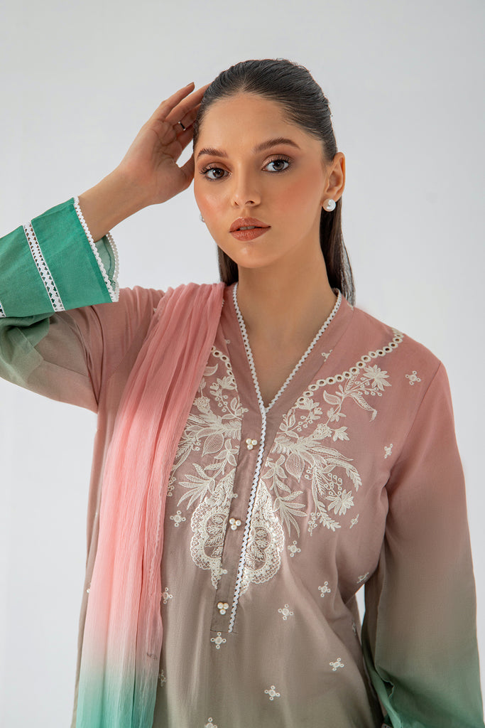 3 Pc Embroidered Lawn Shirt with Straight Trouser SCMP3-043