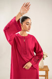 2-Pc Embroidered Cotton Shirt with Plain Trouser CNP-3-017