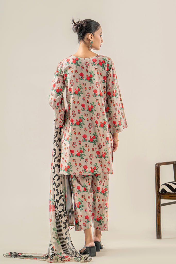 3-Pc Lawn Printed Shirt with Trouser and Chiffon Dupatta SCPM3-0034