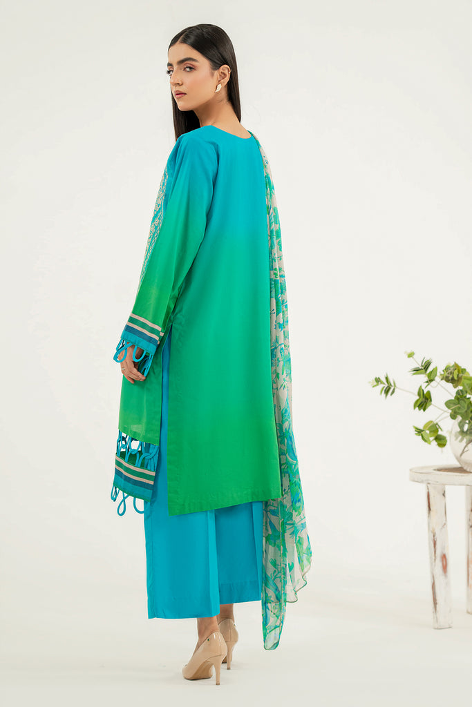 3 Pc Unstitched Embroidered Lawn With Chiffon Dupatta CH-24-05
