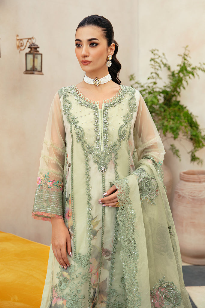 3-Pc Embroidered Organza Shirt with Embroidered Organza Dupatta and Raw-Silk Trouser EDP-3-047