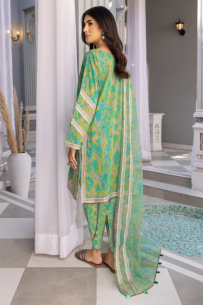 3-Pc Unstitched Embroidered Shirt with Embroidered Net Dupatta SH23-13