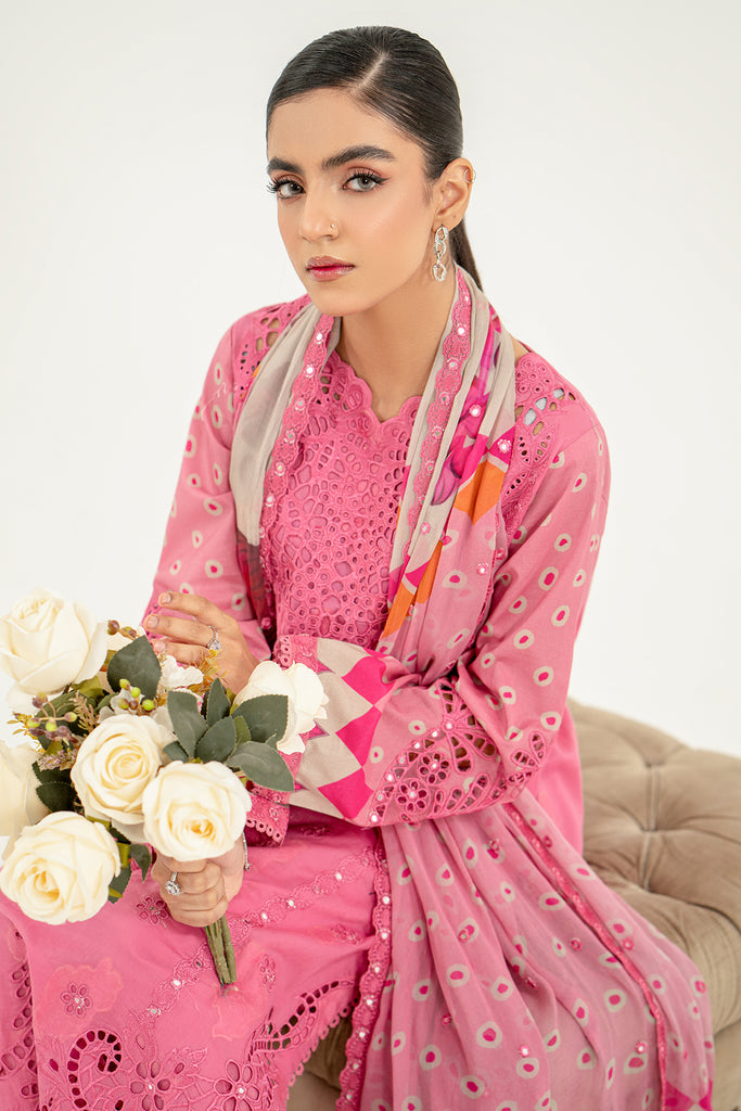 3-Pc Charizma Unstitched Embroidered Lawn With Printed Chiffon Dupatta RM3-17