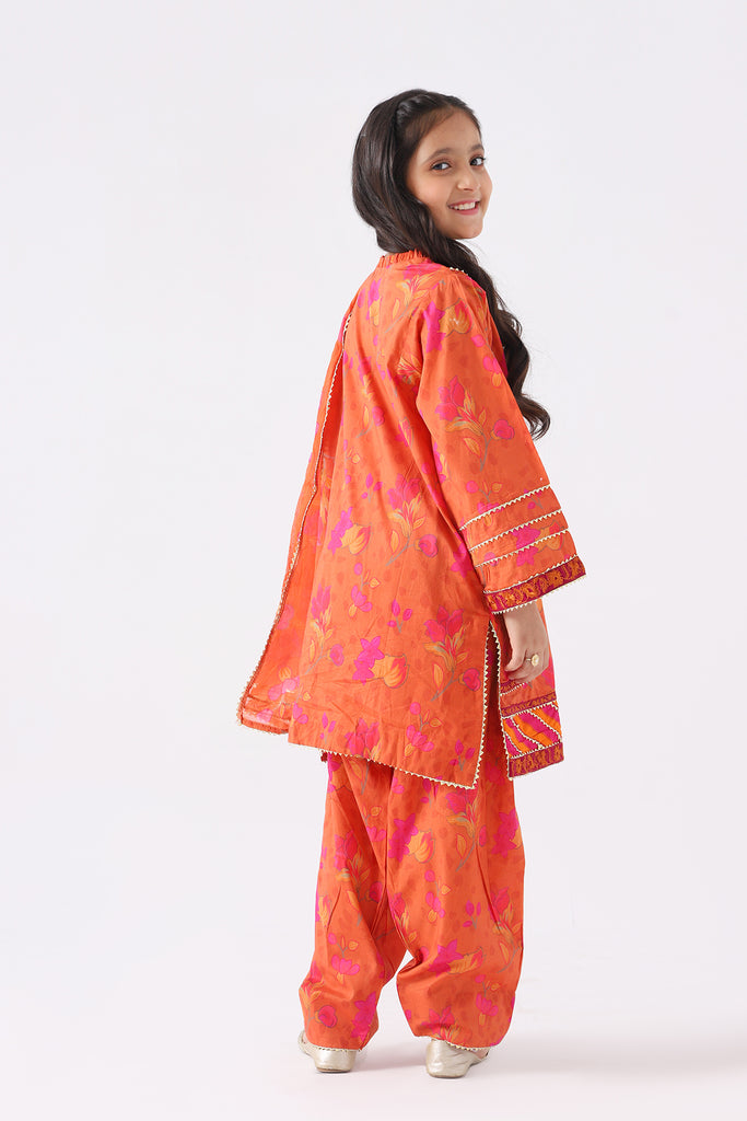 3-Pc Embroidery Lawn Shirt with Tulip Shalwar & Chiffon Dupatta EDK-3-002