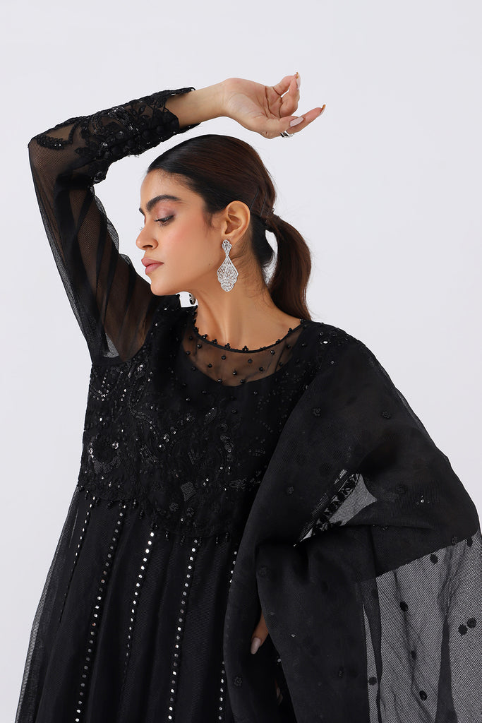 3-Pc Embroidered Net Frock with Straight Trouser & Net Dupatta STM-3-015