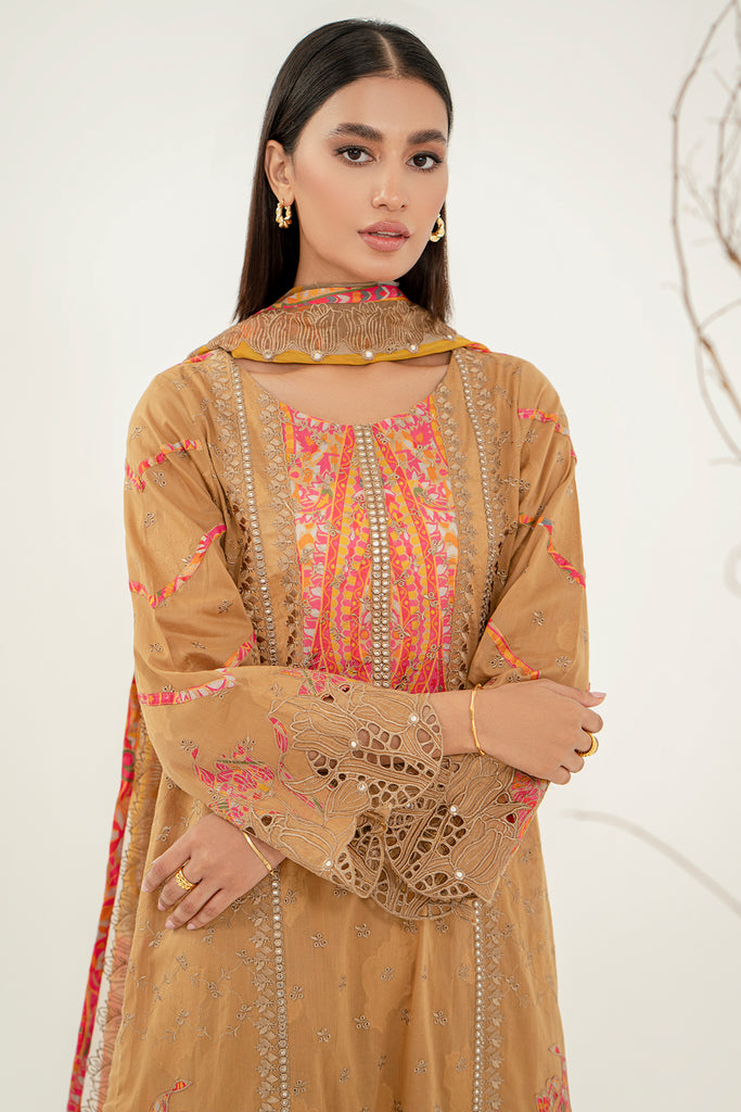 3-Pc Charizma Unstitched Embroidered Lawn With Printed Chiffon Dupatta RM3-18