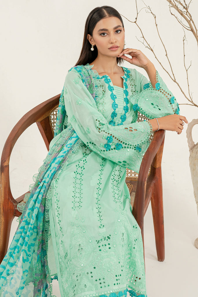 3-Pc Charizma Unstitched Embroidered Lawn With Printed Chiffon Dupatta RM3-16