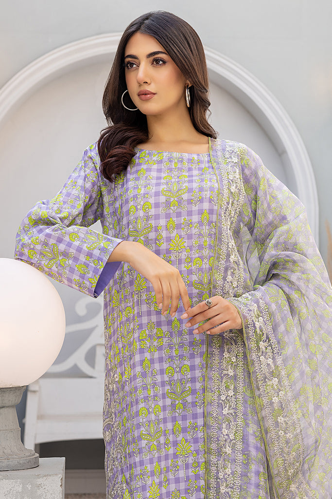 3-Pc Unstitched Embroidered Shirt with Embroidered Net Dupatta SH23-16