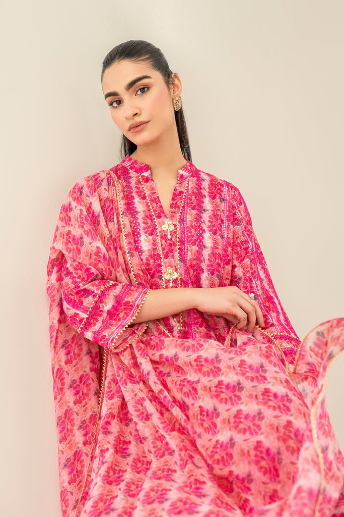 3-Pc Embroidery Shirt with Straight Trouser with Chiffon Dupatta SCMP3-022