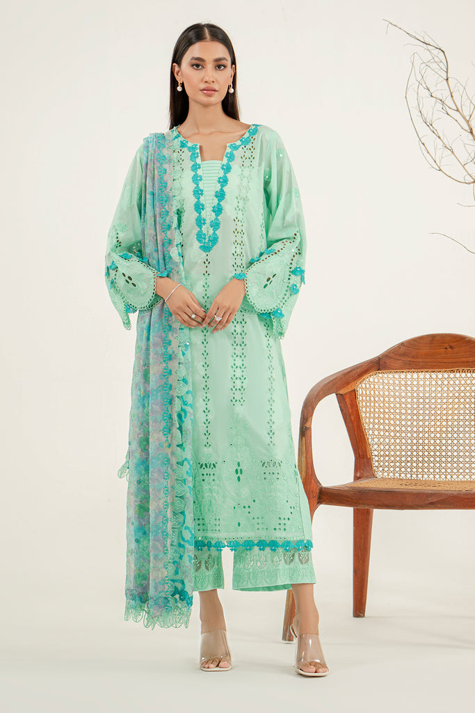 3-Pc Charizma Unstitched Embroidered Lawn With Printed Chiffon Dupatta RM3-16