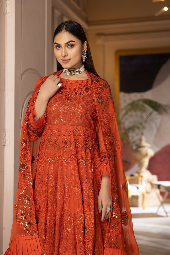 4-PC Sequence Embroidered Shirt with Raw Silk Sharara STM23-08-S
