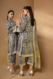 3-Pc Embroidered Printed Raw Silk Shirt With Organza Duppata and Qlot Trouser STM22-13