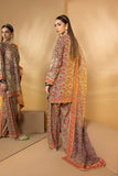 3-Pc Embroidered Printed Shirt With Organza Dupatta and Raw Silk Shalwar STM22-09