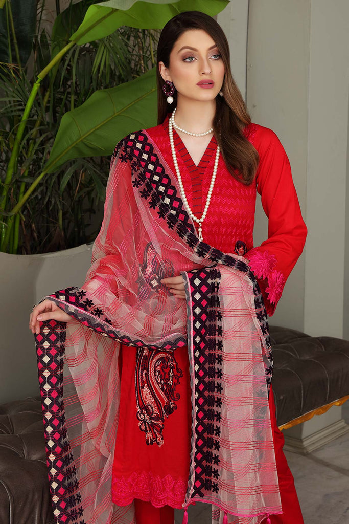 3-piece Unstitched Embroidered Brosha Lawn Suit - RM-17