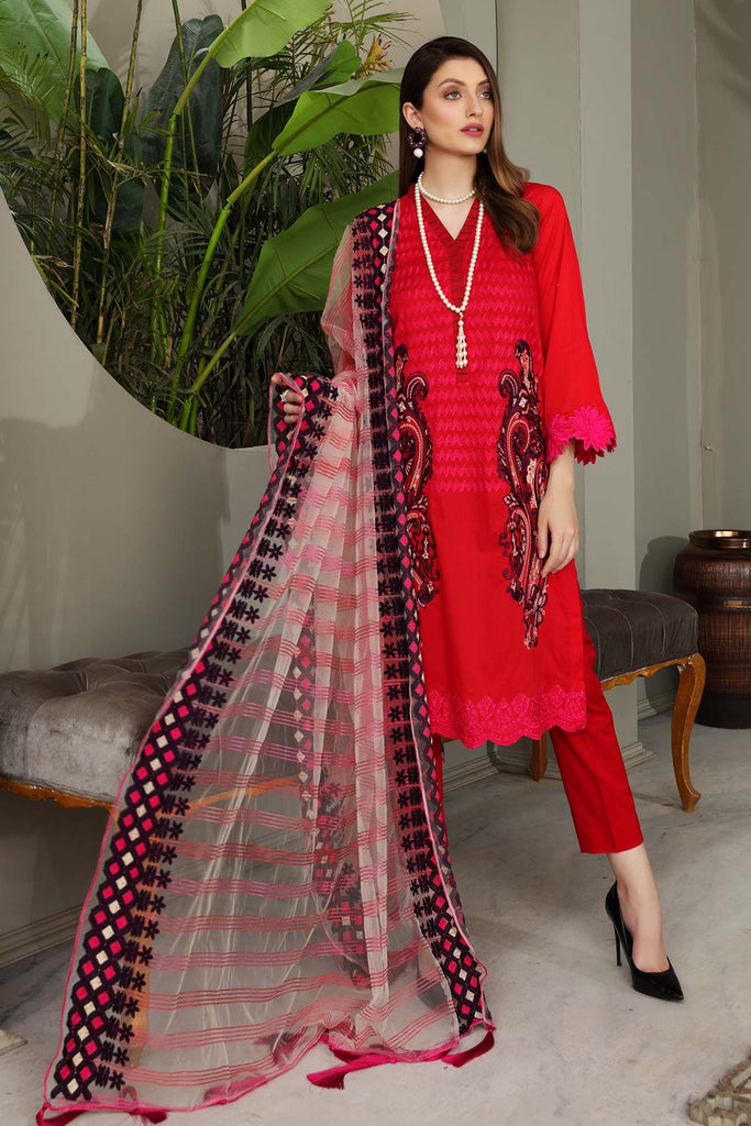 3-piece Unstitched Embroidered Brosha Lawn Suit - RM-17