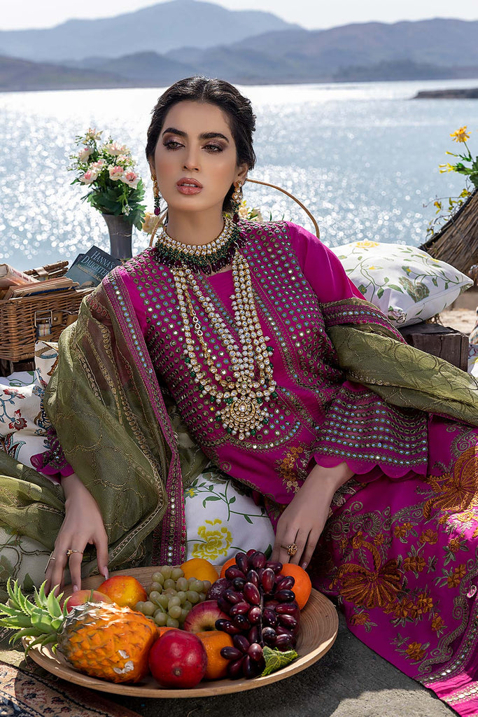 3 Pc Unstitched Embroidered Lawn With Embellished Dupatta CFL22-01