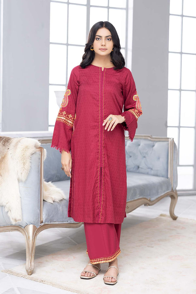 2-Pc Embroidered Brosha Silk Shirt With Silk Qlot Trouser CNP22-106