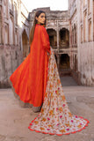 3-Pc Pritned Long Tail Frock With Bell Bottom Lawn Trouser and Chiffon Dupatta FFP23-12B