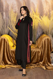 2-Pc Embroidered Silk Long Shirt With Qlot Trouser CNP22-111