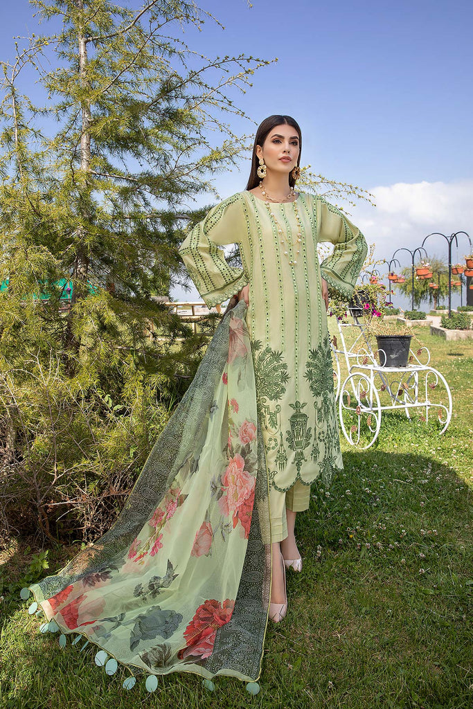 3 Pc Unstitched Embroidered Lawn With Organza Dupatta CSL-08