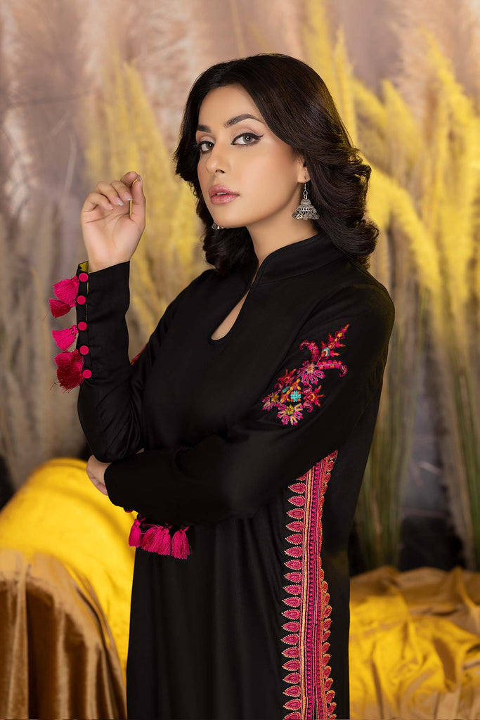2-Pc Embroidered Silk Long Shirt With Qlot Trouser CNP22-111