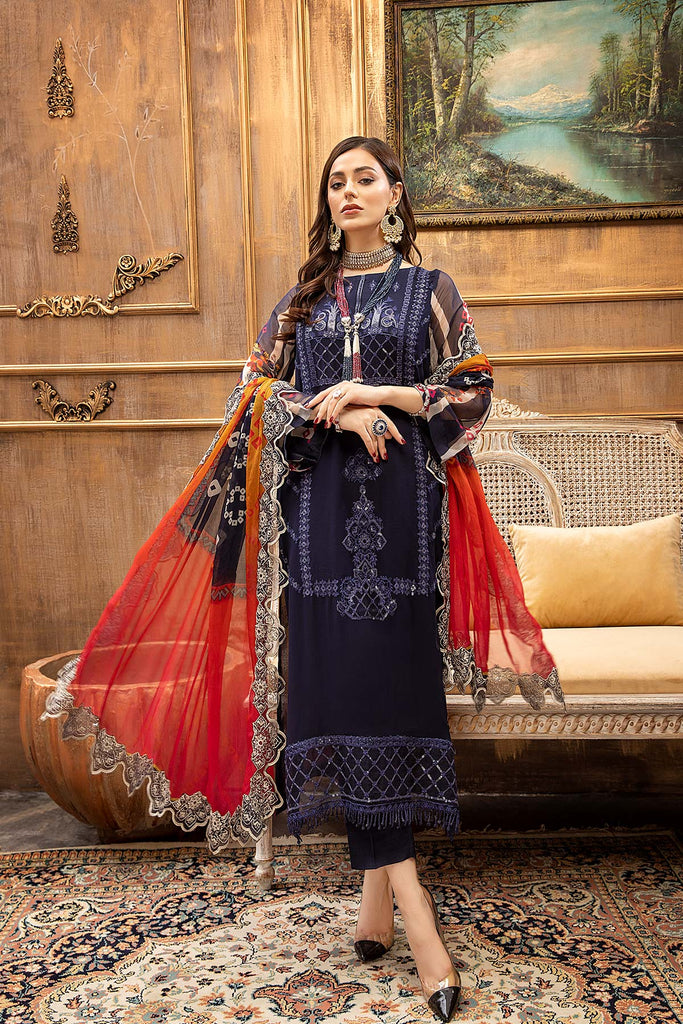 3 Pc Unstitched Embroidered Chiffon with Dupatta VSL21-04