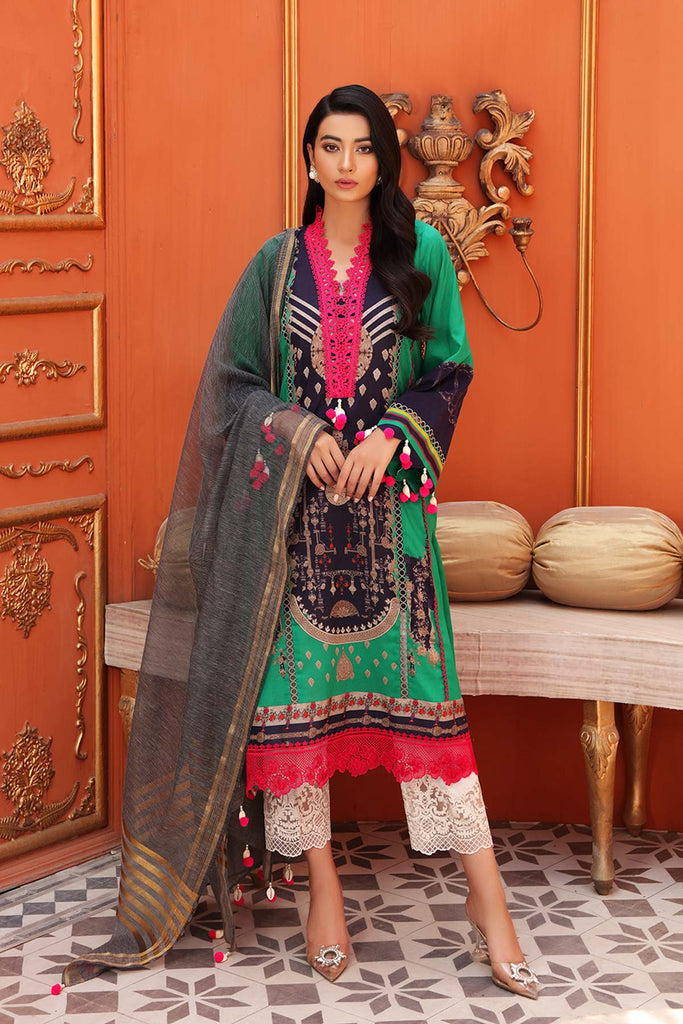2 Pc Unstitched Lawn With Loom Weave Dupatta - CB-09