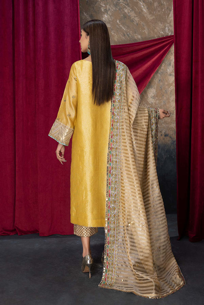 3-Pc Embroidered Masoori Shirt With Masoori Dupatta and Raw Silk Trouser CMA23-07