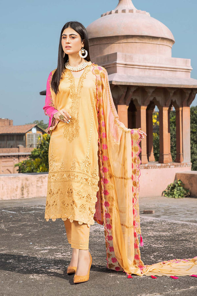 3-Pc Unstitched Embroidered Swiss With Chiffon Dupatta CM-20