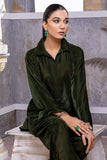 2 Pc Plain Velvet Suit Green VVT21-18