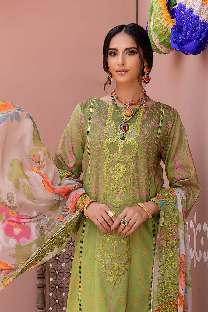 3-Pc Unstitched Embroidered Lawn With Chiffon Dupatta CHN22-03