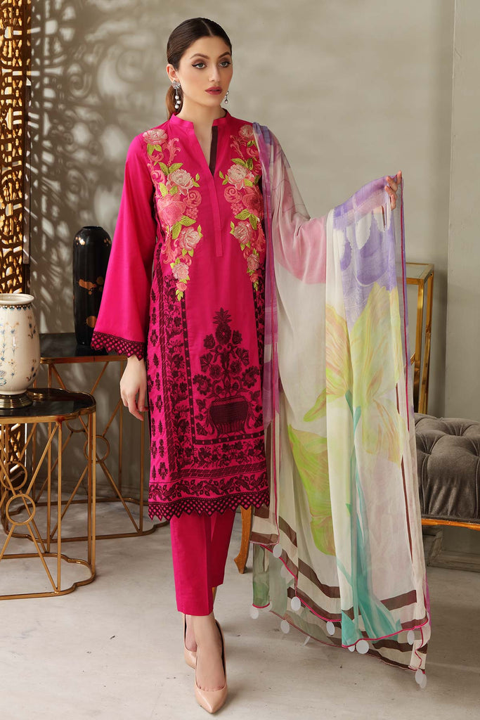 3-piece Unstitched Embroidered Brosha Lawn Suit - RM-21