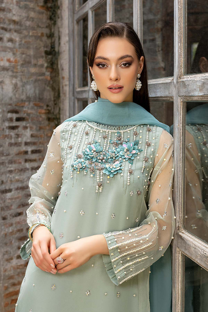 3-PC Embroidered Shirt With Raw Silk Qlot Trouser and Organza Dupatta CMA22-13-S