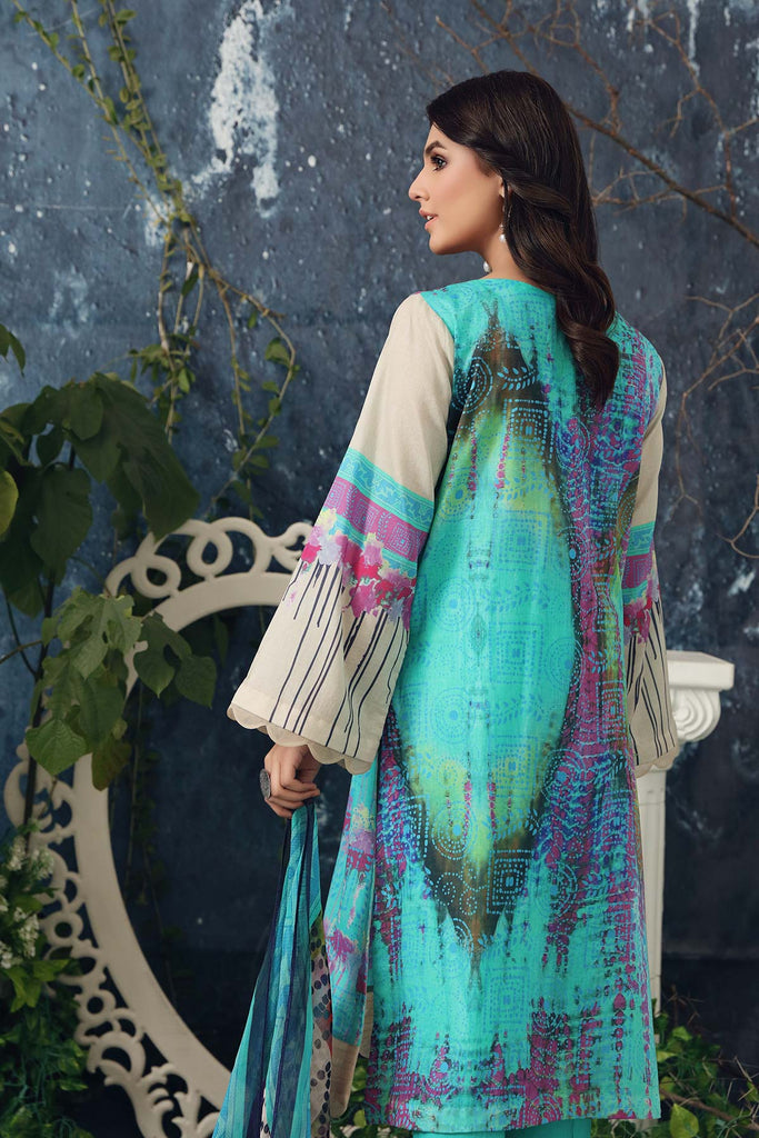 3-piece Unstitched Embroidered Lawn with Chiffon Dupatta CC-08