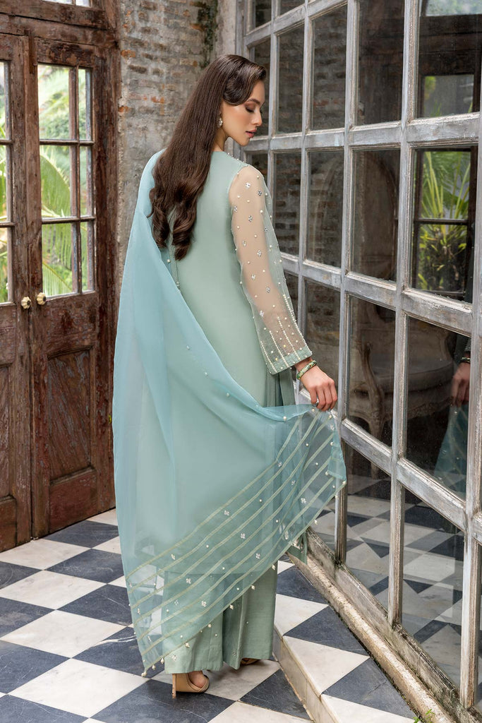 3-PC Embroidered Shirt With Raw Silk Qlot Trouser and Organza Dupatta CMA22-13-S
