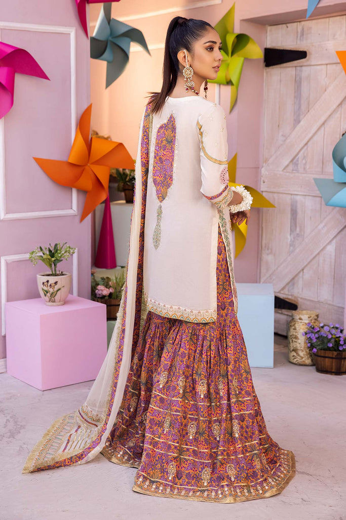 3-Pc Embroidered Lawn Shirt With Lawn Sharara and Lace Dupatta EDP23-02