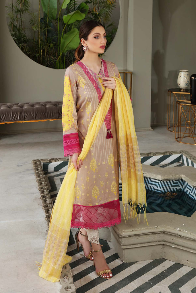 2 Pc Unstitched Lawn With Loom Weave Dupatta - CB-01
