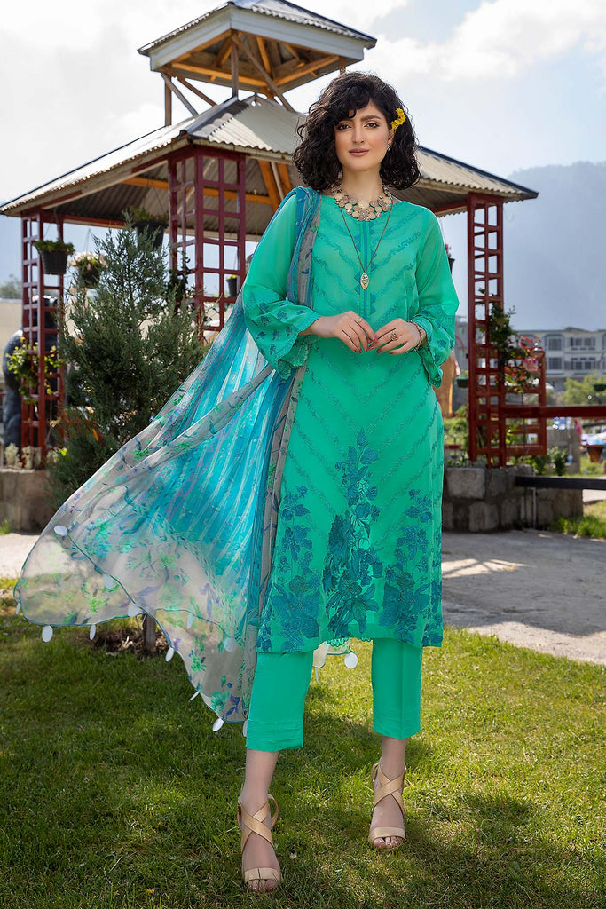 3-Pc Unstitched Embroidered Swiss With Chiffon Dupatta CM-12