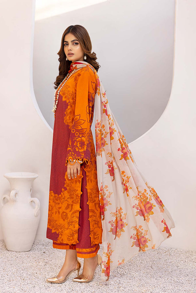 3-Pc Lawn Printed Shirt With Straight Trouser and Chiffon Dupatta CPM23-45